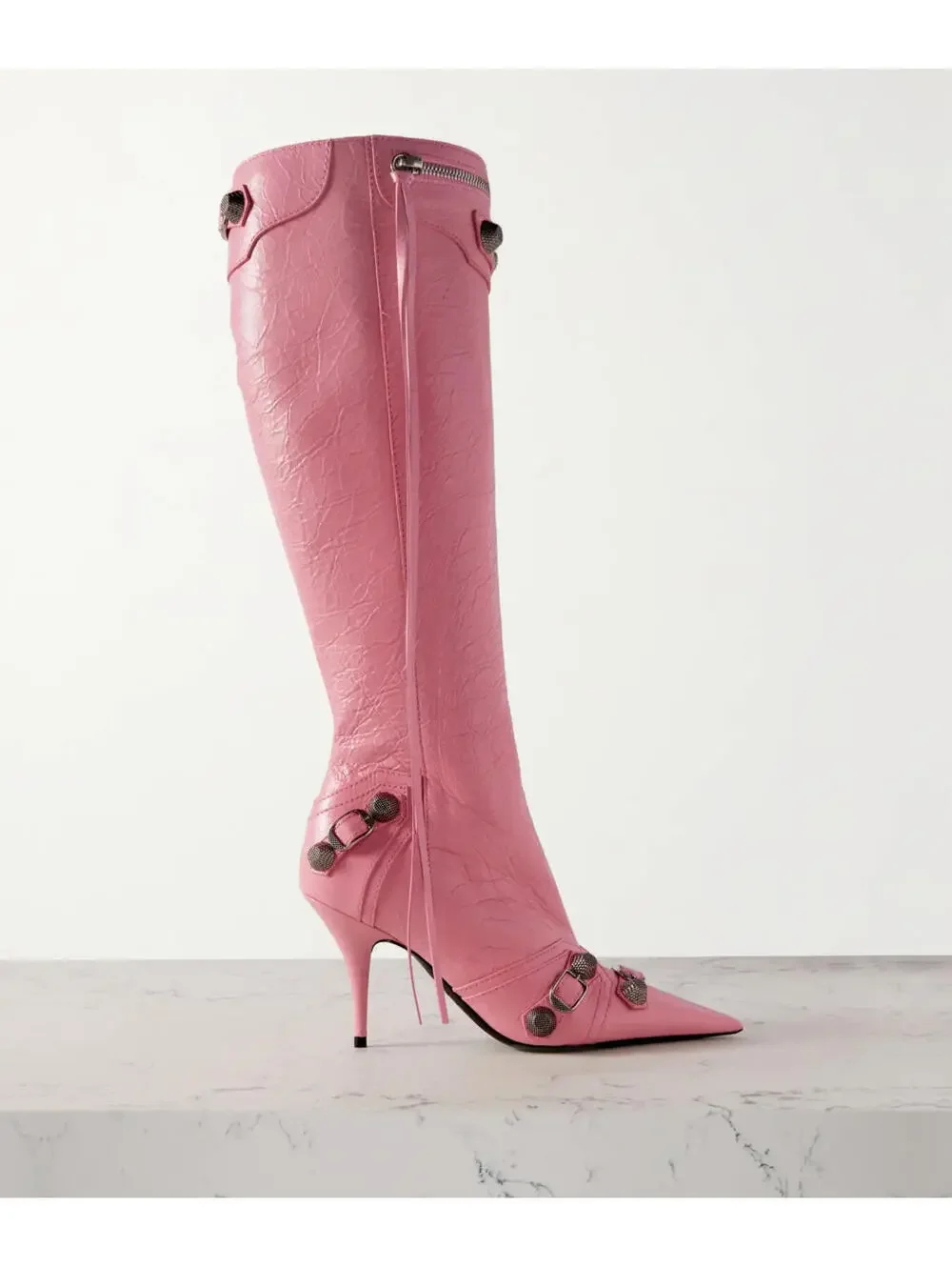 NIB $2,600 Balenciaga Cagole Leather Designer Boot DEMNA Blush Pink 41/11 694395 - Picture 10 of 14
